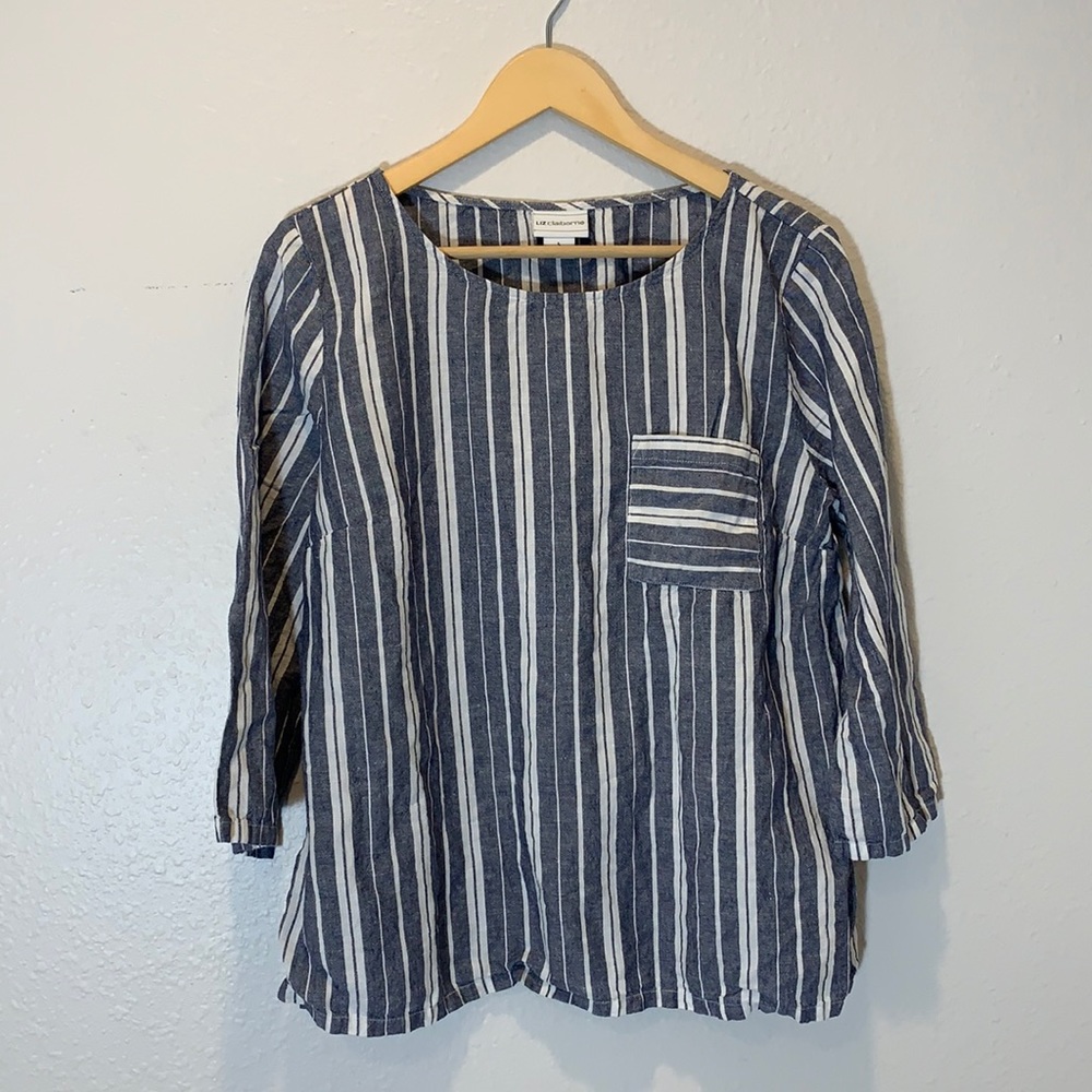3/$15 -  Claiborne Loose Linen/Cotton Top Sz L